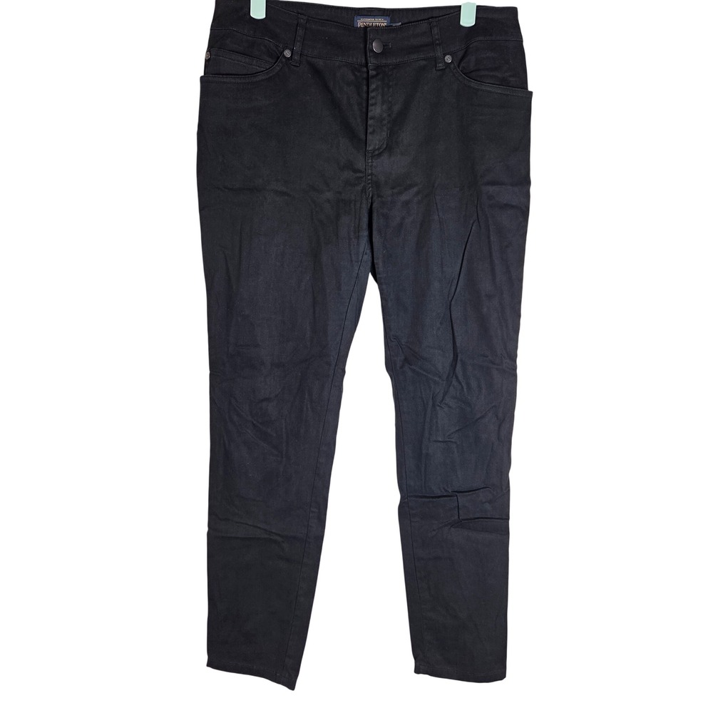 Pendleton Womens Petite 10 Black Slim Straight Pants Tencel Cotton Stretch
